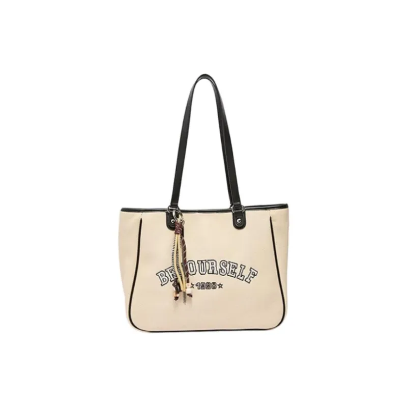 Three Blessings PU Tote Bag, Shopping Bag, Shoulder Bag Medium Size Women's Brown/Black-9