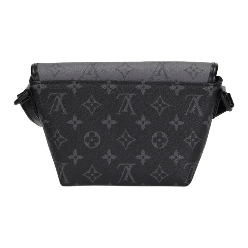 LOUIS VUITTON Leather Trim Shoulder Bag Crossbody Bag Men's Gray & Black-2