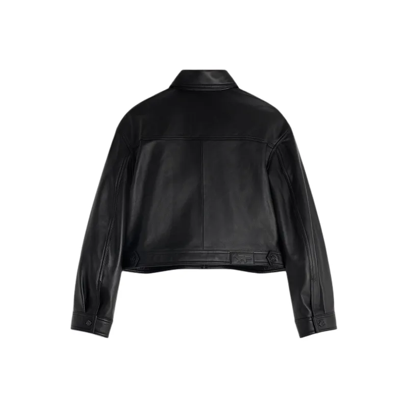 Maison Kitsune Cropped Leather Jacket-1