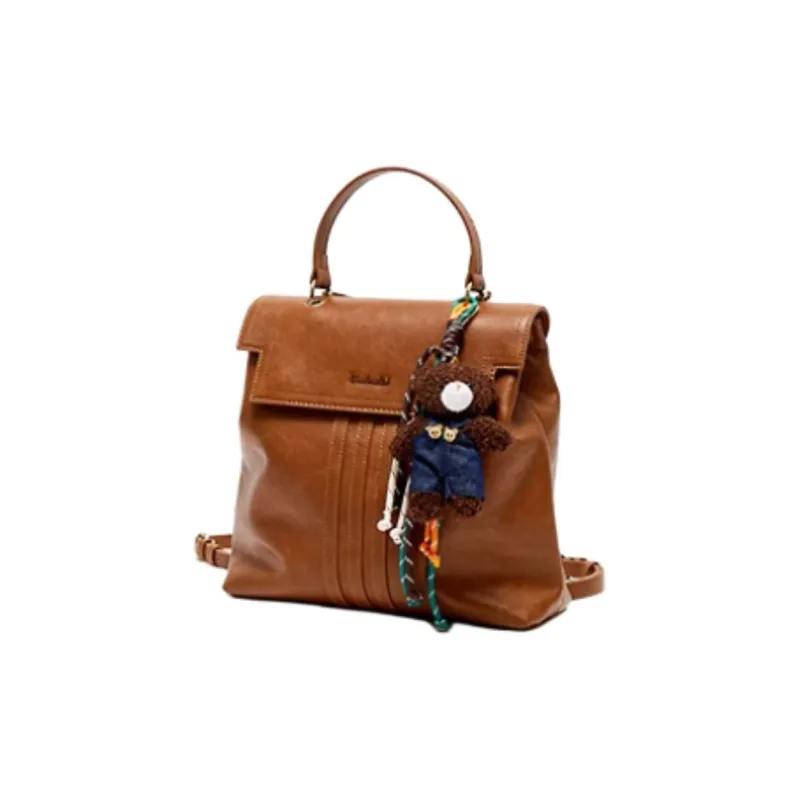 Three Blessings PU Backpack Medium Size Women's Brown-1