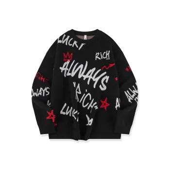 QIAODAN Get Rich Every Day Sweaters Unisex Black