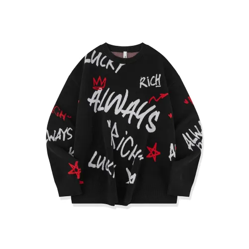 QIAODAN Get Rich Every Day Sweaters Unisex Black