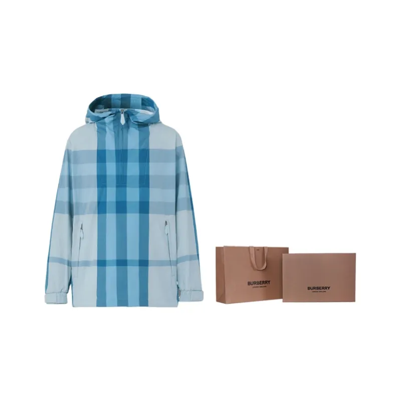 Burberry Check Packaway Half Zip Hooded Jacket-8