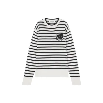 Maison Kitsune Fox Head Intarsia Striped Jumper
