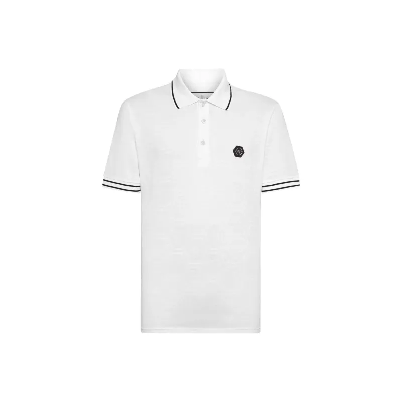PHILIPP PLEIN Logo appliqué Cotton Polo Shirt-0