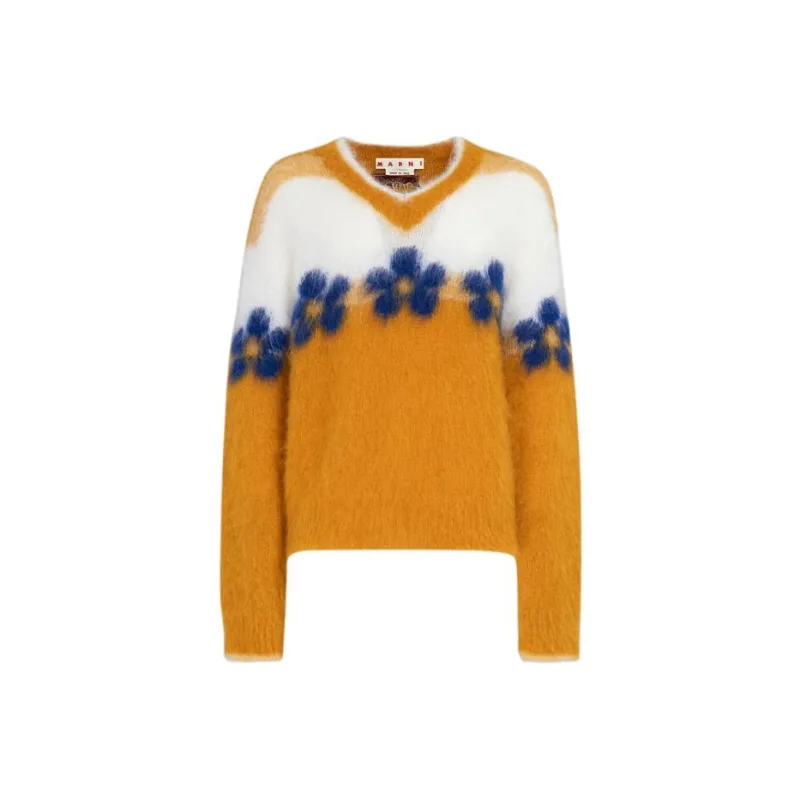 MARNI V Neck Floral Pattern Sweater-0