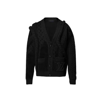 LOUIS VUITTON Chunky Wool Blend Cable Cardigan