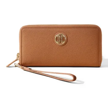 PIERRE CARDIN Top Grain Cow Leather Clutch Regular Women's Gold Brown