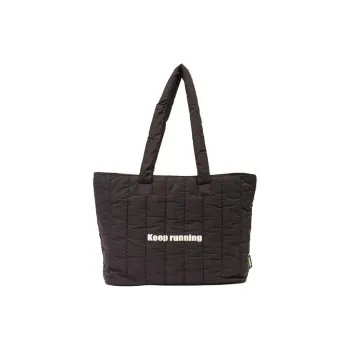 Three Blessings Fabric Tote Bag, Shopping Bag, Shoulder Bag Medium Size Women's Black/White