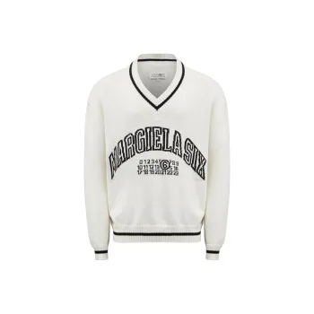 MM6 Maison Margiela Numbers Motif V Neck Jumper