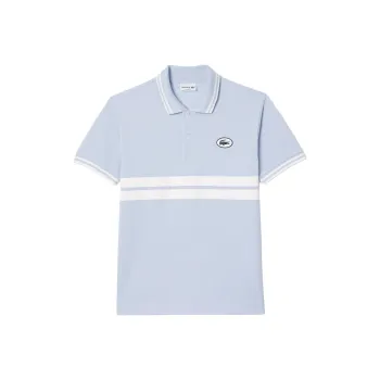 LACOSTE Polo Shirt Men's Light Blue/White