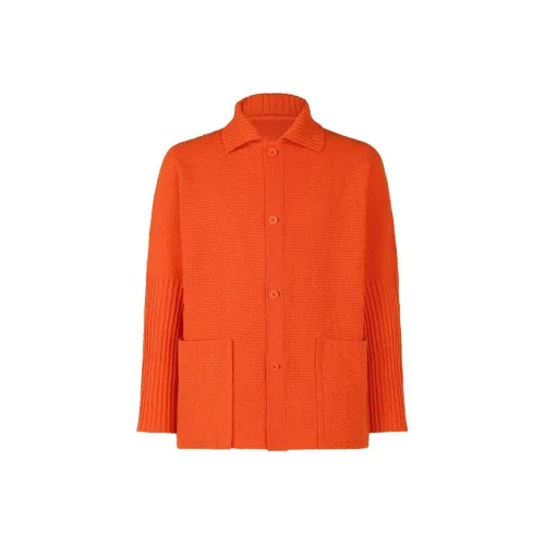 Homme Plissé Issey Miyake Rustic Knit Knitwear Men's Orange