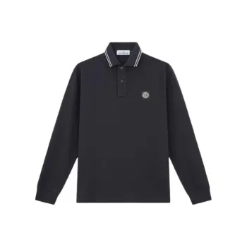 STONE ISLAND Compass Patch Long Sleeved Polo Shirt