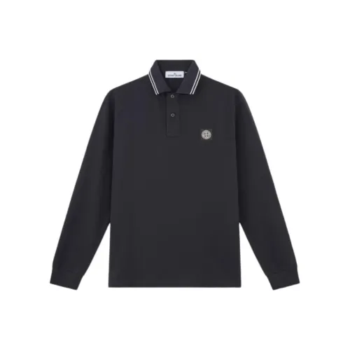 STONE ISLAND Compass Patch Long Sleeved Polo Shirt