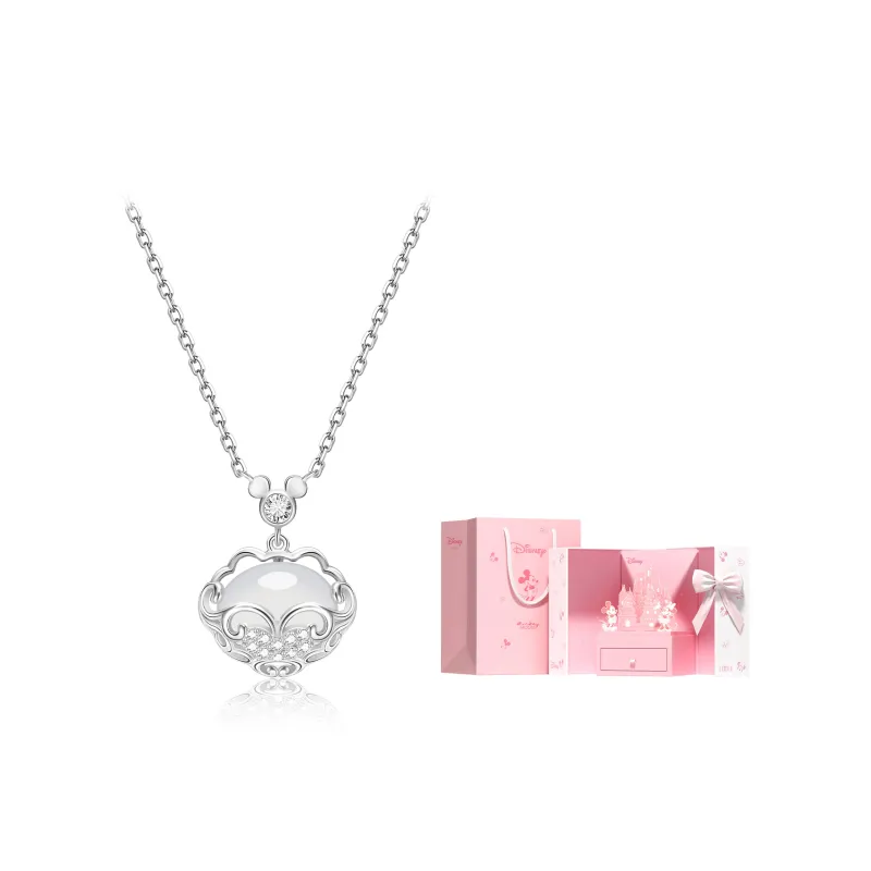 Disney 925 Sterling Silver Collarbone Chain Necklace Women's Gold/Silver Gift Box Set-13