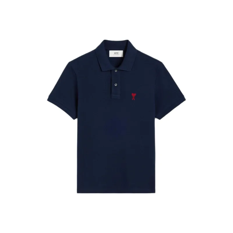 Ami Paris Ami De Coeur Logo Embroidered Polo Shirt-0