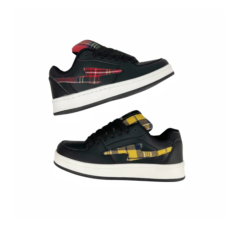 Rongchuan Waterproof Abrasion Resistant Lightweight Low Top Skateboard Shoes Unisex Red Yellow Mismatched-3