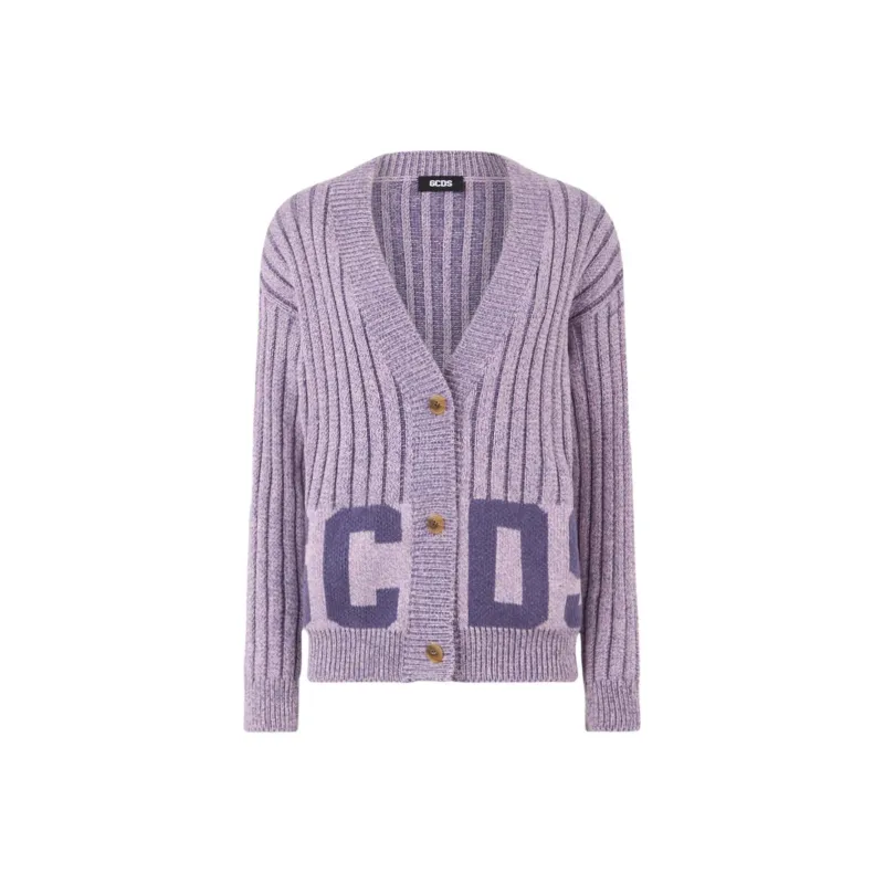GCDS Intarsia knit Logo Cardigan-0