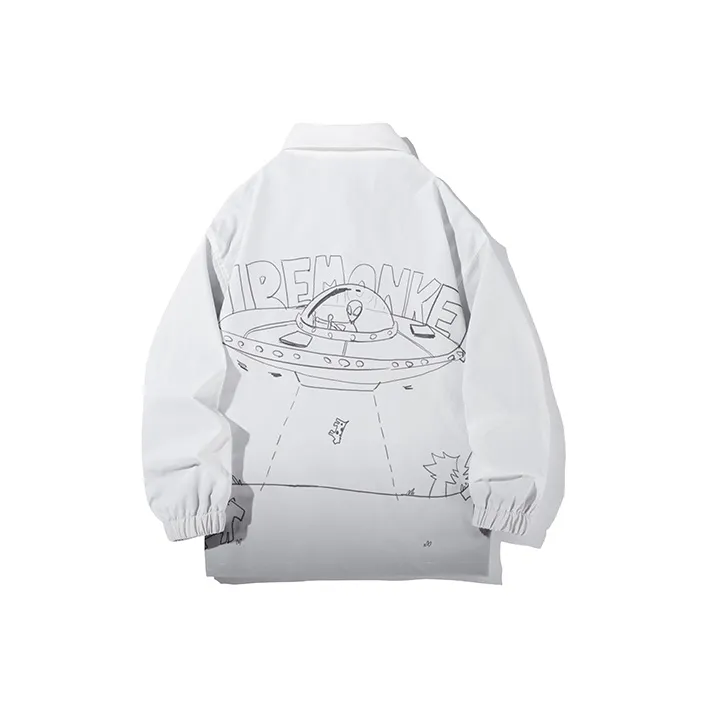 FireMonkey Loose Fit Jacket Unisex White-0