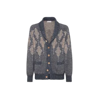 Brunello Cucinelli Geometric Jacquard Buttoned Cardigan