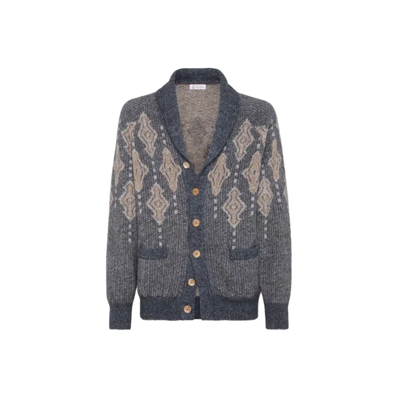 Brunello Cucinelli Geometric Jacquard Buttoned Cardigan-0
