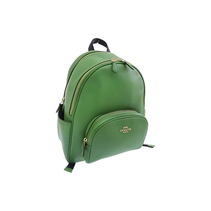 COACH Court Pebble Texture Leather Backpack Medium Size Women's Green-1