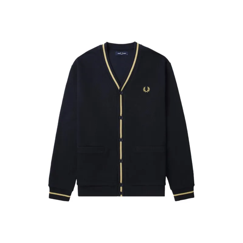 FRED PERRY Logo embroidered Button up Cardigan-0
