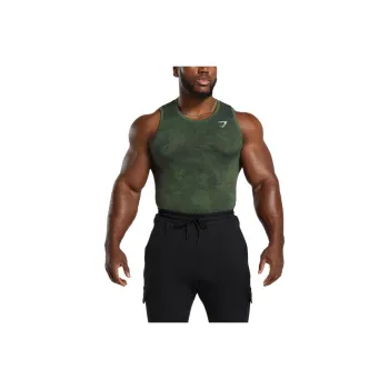 GYMSHARK Tank Tops Men Green