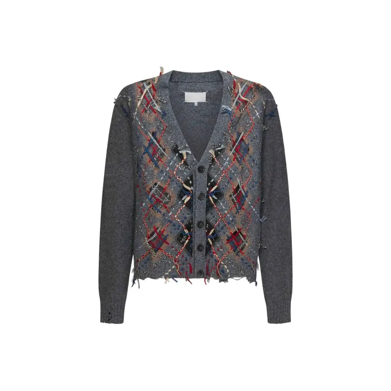 Maison Margiela Cut out Intarsia knit Cardigan-0