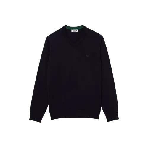 LACOSTE V-Neck Merino Wool Sweater Sweater Men's Marine Blue