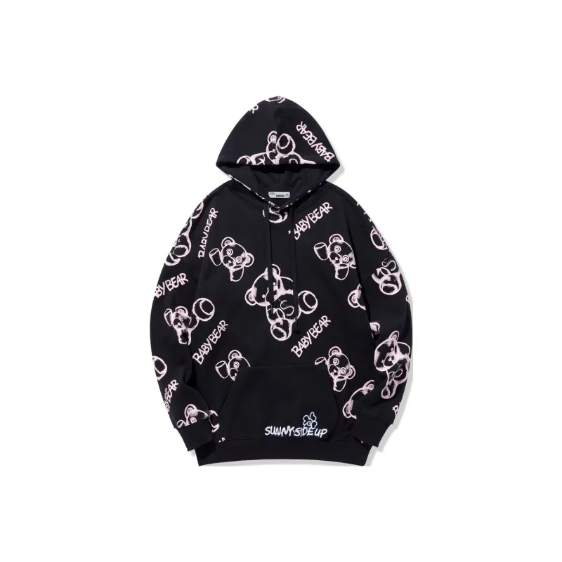 GUKUUL All Over Print Cartoon Bear Loose Fit Hoodie Unisex-0