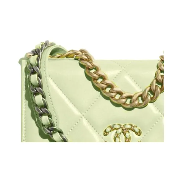 CHANEL 19BagWOC Sheepskin Shoulder Bag, Crossbody Bag Women's Avocado Green-2