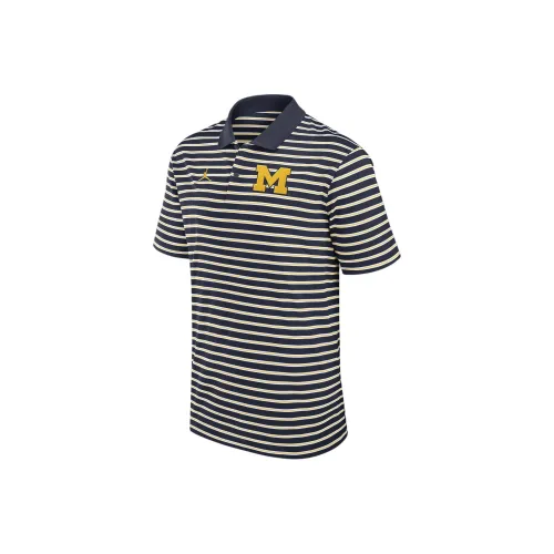 JORDAN Michigan Wolverines Primetime Victory Striped Men's JORDAN Dri FIT College Polo
