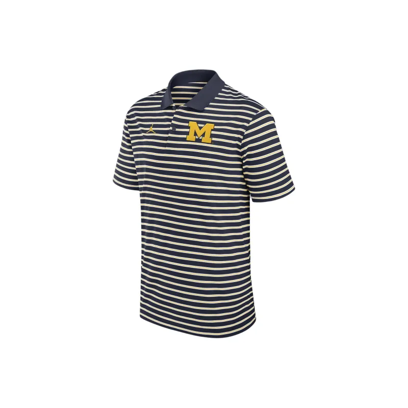 JORDAN Michigan Wolverines Primetime Victory Striped Men's JORDAN Dri FIT College Polo-0