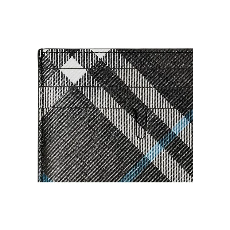 Burberry Polyurethane Card Holder Regular Men's Black & White & Blue-4