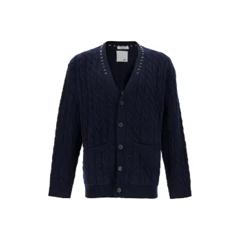 Valentino Stud Detailed V Neck Cardigan