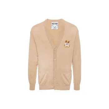 MOSCHINO Teddy Bear Motif V-Neck Cardigan