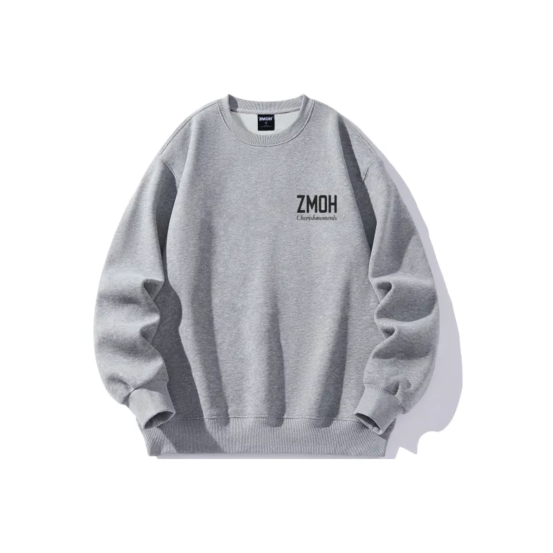 ZMOH Fleece Lined Crew Neck Sweatshirt Unisex Couple's-13