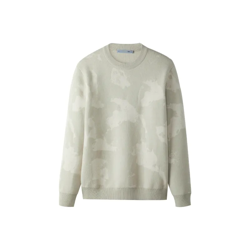 HLA Runway Same Style Crew Neck Abstract Pattern Fashion Warm Soft Knitwear Men's-0
