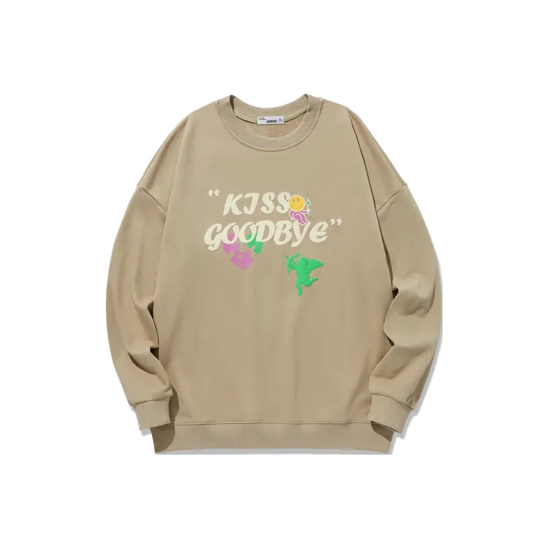 GUKUUL Fun Letter Print Loose Fit Crew Neck Pullover Sweatshirt Unisex-3