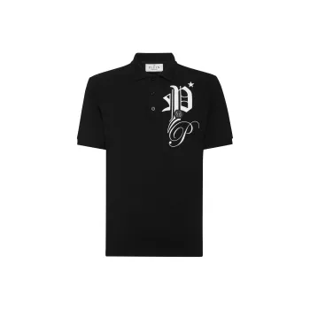 PHILIPP PLEIN Skull & Bones Jersey Polo Shirt