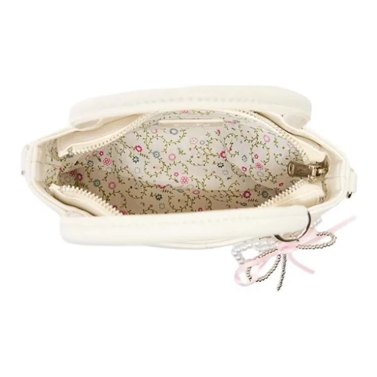 Three Blessings PU Shoulder Bag, Crossbody Bag, Handbag Medium Size Women's Beige-3