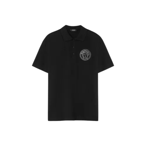 VERSACE Medusa Embroidered Short Sleeved Polo Shirt