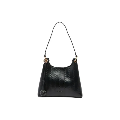 Three Blessings PU Crossbody Bag, Shoulder Bag Medium Size Women's Black/Khaki