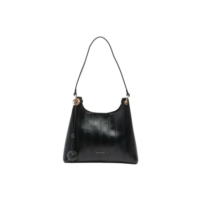 Three Blessings PU Crossbody Bag, Shoulder Bag Medium Size Women's Black/Khaki-0