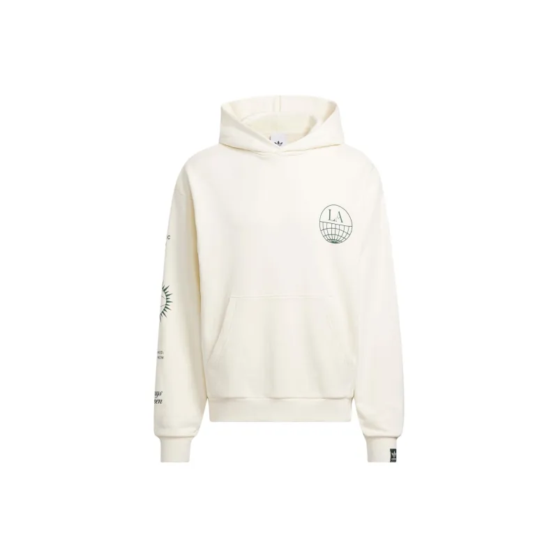 Adidas Originals LA TO THE WORLD GRAPHIC HOODIE Sweatshirt Unisex Ivory/Forest Green-0