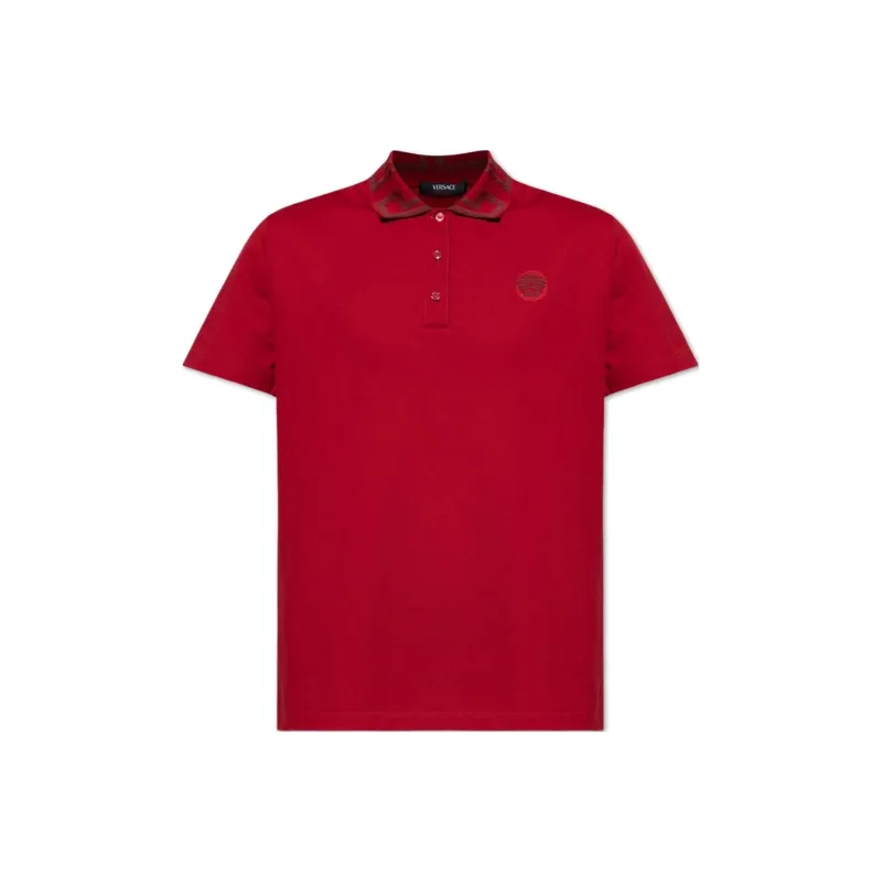VERSACE Medusa Embroidered Short Sleeved Polo Shirt-0