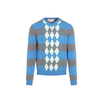 MARNI Argyle Motif Striped Jumper