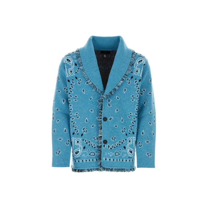 Alanui Bandana Jacquard Fringed Buttoned Cardigan-0