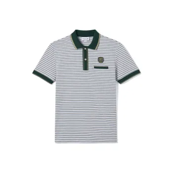 LACOSTE Polo Shirt Men's Blue Green Stripes